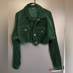 Like New! Forest Green Corduroy Crop Jacket